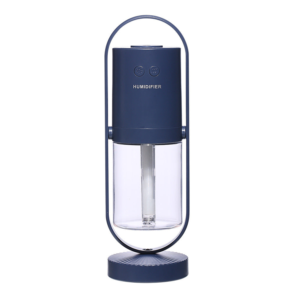 Dark blue portable USB humidifier with clear water tank