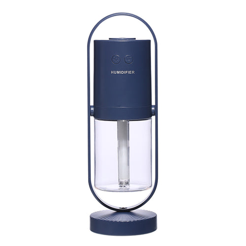Dark blue portable USB humidifier with clear water tank